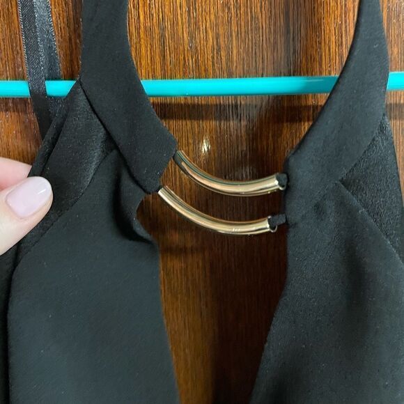 NWT BCBG Max Azaria Kiley Black Tuxedo Stripe Halter Mini Dress Size Small - Picture 8 of 10